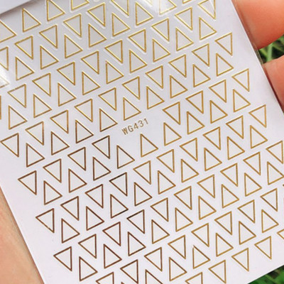 3D geometriai körömmatricák arany háromszög négyzet alakú kerek szív alakú öntapadó csúszkák körmökhöz újévi körömdizájn
