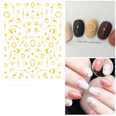 3D geometriai körömmatricák arany háromszög négyzet alakú kerek szív alakú öntapadó csúszkák körmökhöz újévi körömdizájn