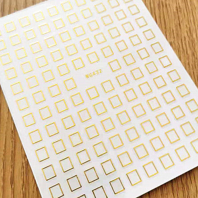 3D geometriai körömmatricák arany háromszög négyzet alakú kerek szív alakú öntapadó csúszkák körmökhöz újévi körömdizájn