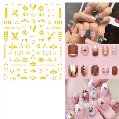 3D geometriai körömmatricák arany háromszög négyzet alakú kerek szív alakú öntapadó csúszkák körmökhöz újévi körömdizájn