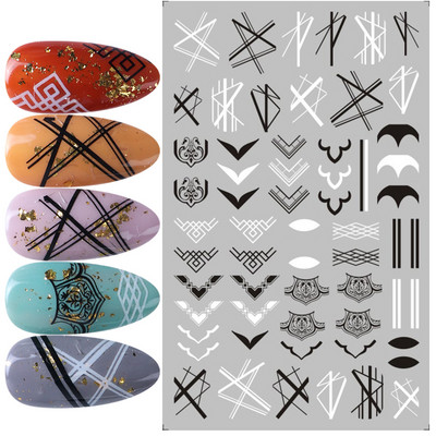 3D geometriai körömmatricák arany háromszög négyzet alakú kerek szív alakú öntapadó csúszkák körmökhöz újévi körömdizájn