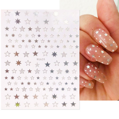 3D geometriai körömmatricák arany háromszög négyzet alakú kerek szív alakú öntapadó csúszkák körmökhöz újévi körömdizájn