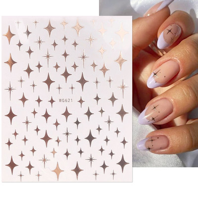 3D geometriai körömmatricák arany háromszög négyzet alakú kerek szív alakú öntapadó csúszkák körmökhöz újévi körömdizájn