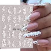 5D ανάγλυφο αυτοκόλλητο νυχιών Λευκό λουλούδι γάμου με δαντέλα αυτοκόλλητα αυτοκόλλητα αυτοκόλλητα βερνίκι καλοκαιρινού τζελ Διακοσμήσεις μανικιούρ PPSTZ5D33
