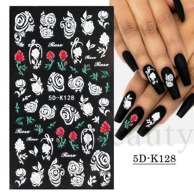 5D ανάγλυφο αυτοκόλλητο νυχιών Λευκό λουλούδι γάμου με δαντέλα αυτοκόλλητα αυτοκόλλητα αυτοκόλλητα βερνίκι καλοκαιρινού τζελ Διακοσμήσεις μανικιούρ PPSTZ5D33