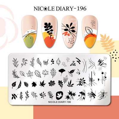 NICOLE DIARY-237 francia vonalas virágos körömbélyegző lemezek geometrikus levél virágos rozsdamentes acél körömbélyegző stencil