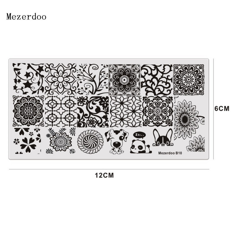 Alvó kiskutya virágok mintás körömbélyegző lemezek képbélyegzés nyomtatás körömdíszítés sablon barkácsolás manikűr bélyegző eszközök B10