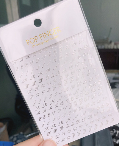 Ρωμαϊκά αγγλικά αλφαριθμητικό 26 3D αυτοκόλλητο αυτοκόλλητο νυχιών με κεφαλαία γράμματα αυτοκόλλητο