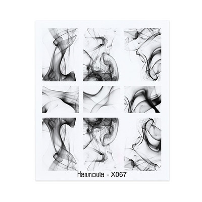 Harunouta fekete vonalak virág levelek víz matricák matricák virágos arc márvány mintás csúszka körmökhöz körömdíszítés