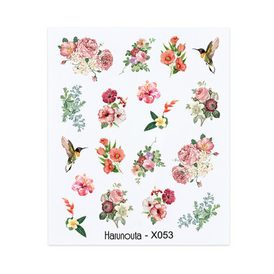 Harunouta fekete vonalak virág levelek víz matricák matricák virágos arc márvány mintás csúszka körmökhöz körömdíszítés