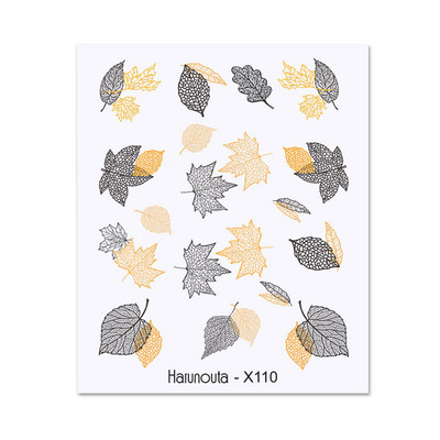 Harunouta fekete vonalak virág levelek víz matricák matricák virágos arc márvány mintás csúszka körmökhöz körömdíszítés