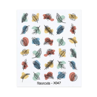 Harunouta fekete vonalak virág levelek víz matricák matricák virágos arc márvány mintás csúszka körmökhöz körömdíszítés