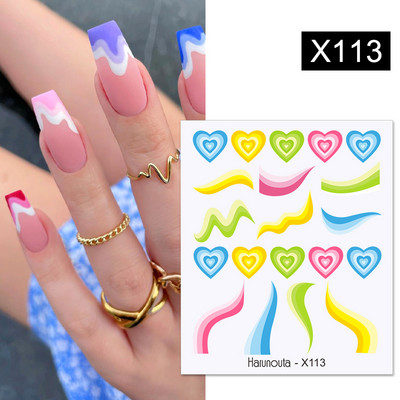 Harunouta fekete vonalak virág levelek víz matricák matricák virágos arc márvány mintás csúszka körmökhöz körömdíszítés