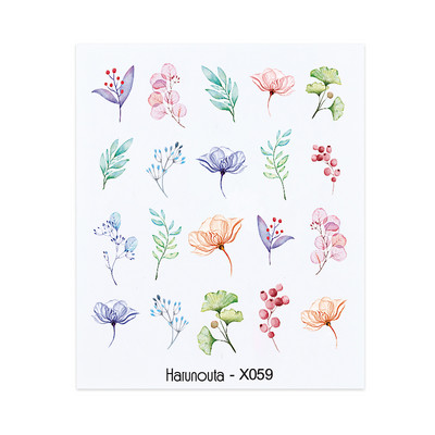 Harunouta fekete vonalak virág levelek víz matricák matricák virágos arc márvány mintás csúszka körmökhöz körömdíszítés