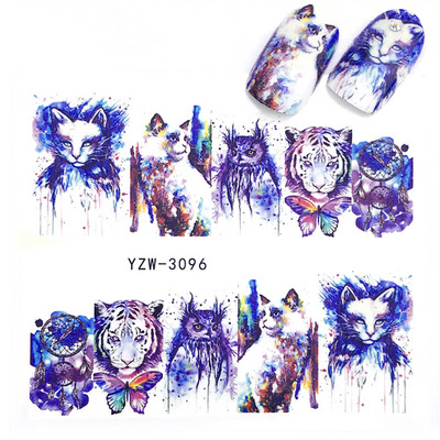 Sliders For Nails Summer Nail Sticker Wolf Full Art Decorations on Nails Decals Animal Transfer Water Film Slider Design 2022