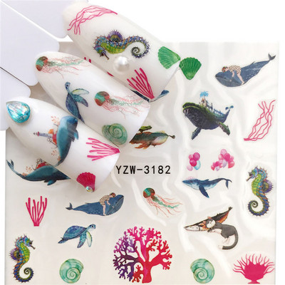 Sliders For Nails Summer Nail Sticker Wolf Full Art Decorations on Nails Decals Animal Transfer Water Film Slider Design 2022