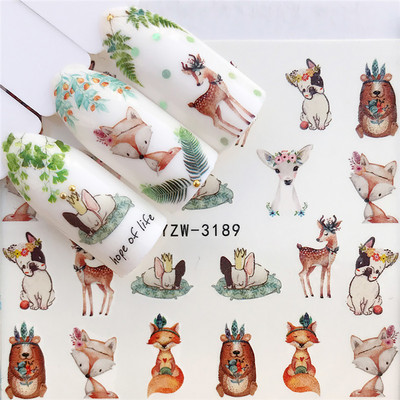 Sliders For Nails Summer Nail Sticker Wolf Full Art Decorations on Nails Decals Animal Transfer Water Film Slider Design 2022