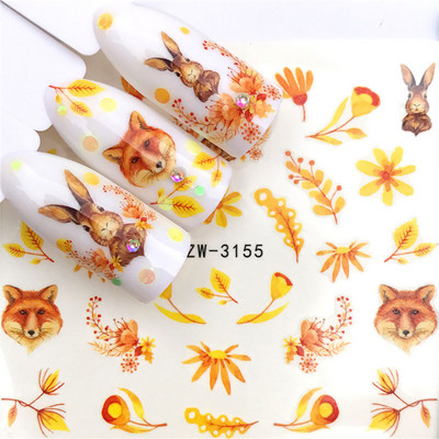 Sliders For Nails Summer Nail Sticker Wolf Full Art Decorations on Nails Decals Animal Transfer Water Film Slider Design 2022