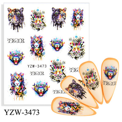 Sliders For Nails Summer Nail Sticker Wolf Full Art Decorations on Nails Decals Animal Transfer Water Film Slider Design 2022