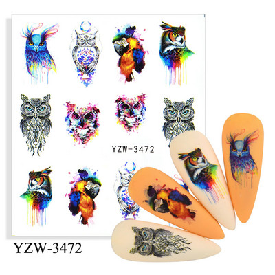 Sliders For Nails Summer Nail Sticker Wolf Full Art Decorations on Nails Decals Animal Transfer Water Film Slider Design 2022