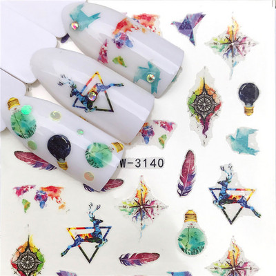 Sliders For Nails Summer Nail Sticker Wolf Full Art Decorations on Nails Decals Animal Transfer Water Film Slider Design 2022