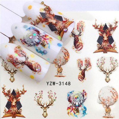 Sliders For Nails Summer Nail Sticker Wolf Full Art Decorations on Nails Decals Animal Transfer Water Film Slider Design 2022