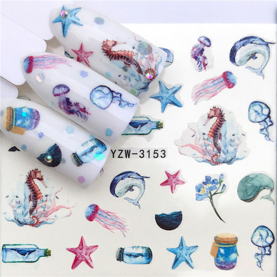 Sliders For Nails Summer Nail Sticker Wolf Full Art Decorations on Nails Decals Animal Transfer Water Film Slider Design 2022