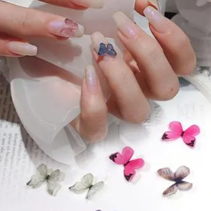 Jóléti forma1 db 3D-s faragott szilikon forma körömbélyegző pillangó mintás UV gél akril körömsablon DIY újrafelhasználható körömforma