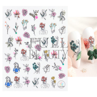 1db 3D körömmatrica fekete szív szerelem öntapadó csúszka betűk körömdíszítések csillagok matricák manikűr kiegészítők GLF740