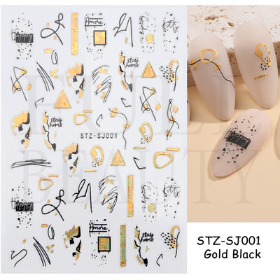 1db 3D körömmatrica fekete szív szerelem öntapadó csúszka betűk körömdíszítések csillagok matricák manikűr kiegészítők GLF740