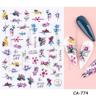 1db 3D körömmatrica fekete szív szerelem öntapadó csúszka betűk körömdíszítések csillagok matricák manikűr kiegészítők GLF740