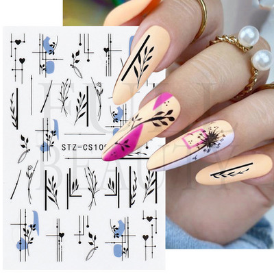 1db 3D körömmatrica fekete szív szerelem öntapadó csúszka betűk körömdíszítések csillagok matricák manikűr kiegészítők GLF740