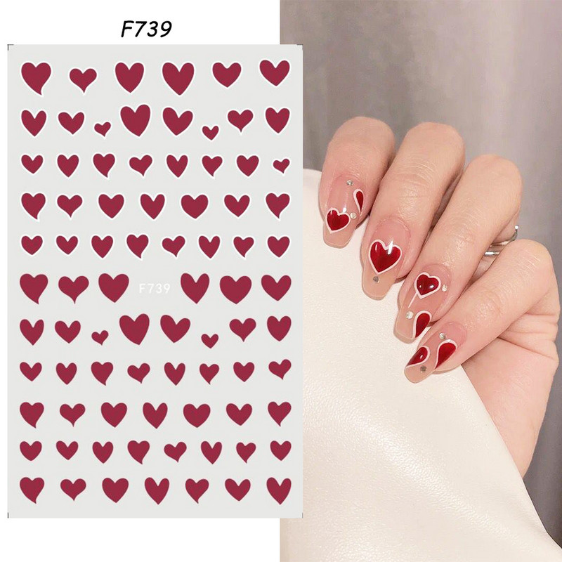 1db 3D körömmatrica fekete szív szerelem öntapadó csúszka betűk körömdíszítések csillagok matricák manikűr kiegészítők GLF740