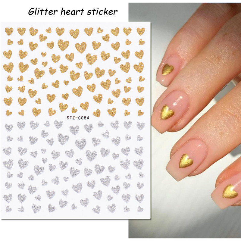 1db 3D körömmatrica fekete szív szerelem öntapadó csúszka betűk körömdíszítések csillagok matricák manikűr kiegészítők GLF740