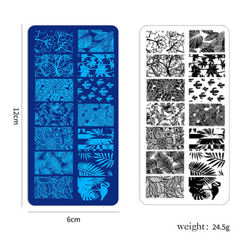 1PC Шаблони за ноктопластика Дизайн на плоча за щамповане Цветно растение Температура на стъклото Дантелена щампа Шаблони за плочи Изображение