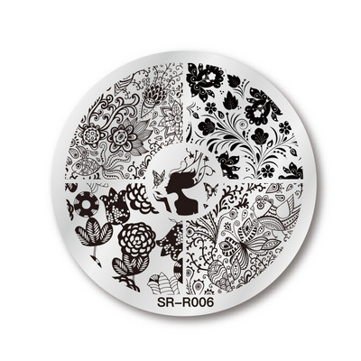 Πρότυπα νυχιών 1 τμχ Σχέδιο πλάκας λουλουδιών Φυτό λουλουδιών Γυαλί Θερμοκρασία δαντέλα Πρότυπα σφραγίδας Πλάκες Εικόνα