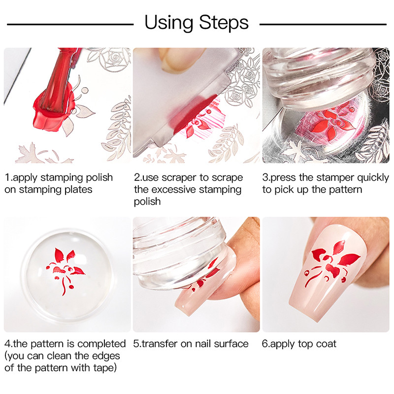 Πρότυπα νυχιών 1 τμχ Σχέδιο πλάκας λουλουδιών Φυτό λουλουδιών Γυαλί Θερμοκρασία δαντέλα Πρότυπα σφραγίδας Πλάκες Εικόνα