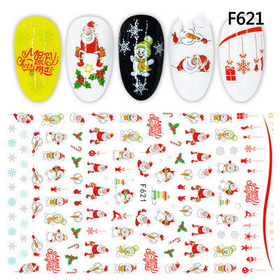 Häid jõule küünekunsti kleebis 3D liugurid Hirved jõuluvana kleebised uusaasta küüned kaunistused maniküüri tarvikute kleebised