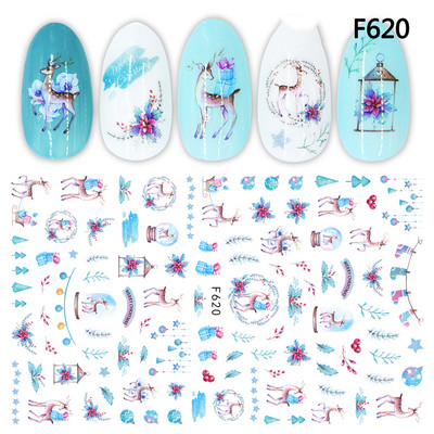 Häid jõule küünekunsti kleebis 3D liugurid Hirved jõuluvana kleebised uusaasta küüned kaunistused maniküüri tarvikute kleebised