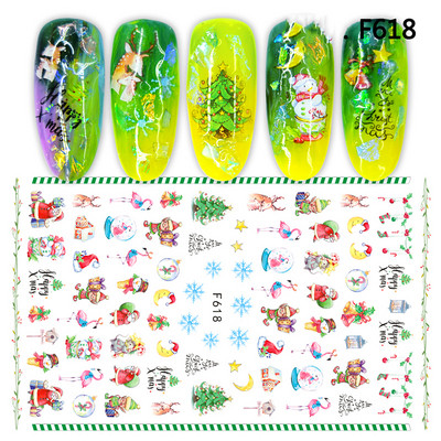 Häid jõule küünekunsti kleebis 3D liugurid Hirved jõuluvana kleebised uusaasta küüned kaunistused maniküüri tarvikute kleebised