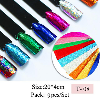 14 kom. Holografska transferna folija za nokte, zlatna klizna svjetlucava naljepnica za omot, ljepilo za zvjezdanu manikuru DIY set za ukrašavanje, papir za nokte