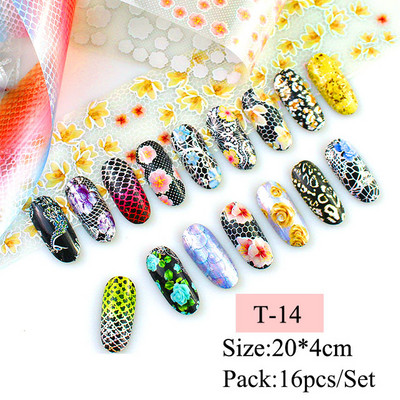 14 kom. Holografska transferna folija za nokte, zlatna klizna svjetlucava naljepnica za omot, ljepilo za zvjezdanu manikuru DIY set za ukrašavanje, papir za nokte