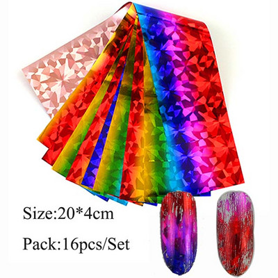 14 kom. Holografska transferna folija za nokte, zlatna klizna svjetlucava naljepnica za omot, ljepilo za zvjezdanu manikuru DIY set za ukrašavanje, papir za nokte