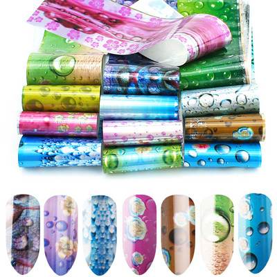 14 kom. Holografska transferna folija za nokte, zlatna klizna svjetlucava naljepnica za omot, ljepilo za zvjezdanu manikuru DIY set za ukrašavanje, papir za nokte