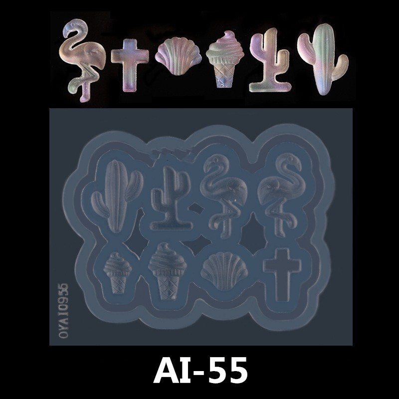 Križ/školjka/zec/kaktus 3D oblikovani silikonski kalup za nokte Reljefni predložak Alat za utiskivanje noktiju DIY UV gel ukras za lažne vrhove
