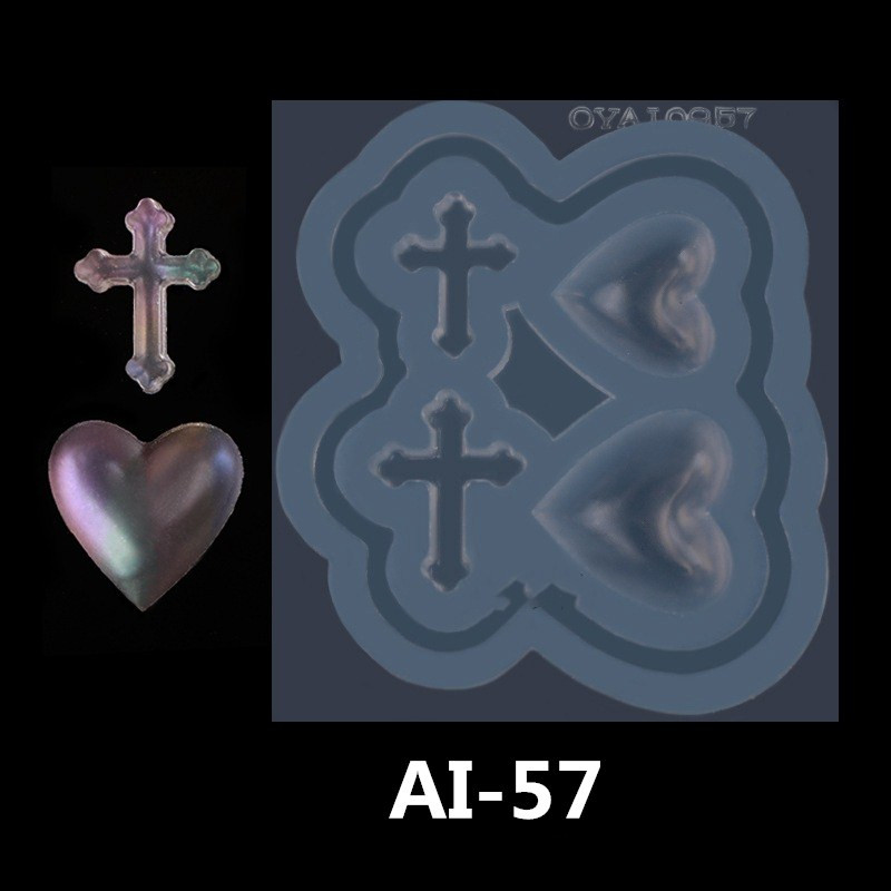 Križ/školjka/zec/kaktus 3D oblikovani silikonski kalup za nokte Reljefni predložak Alat za utiskivanje noktiju DIY UV gel ukras za lažne vrhove