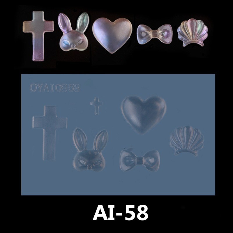 Križ/školjka/zec/kaktus 3D oblikovani silikonski kalup za nokte Reljefni predložak Alat za utiskivanje noktiju DIY UV gel ukras za lažne vrhove