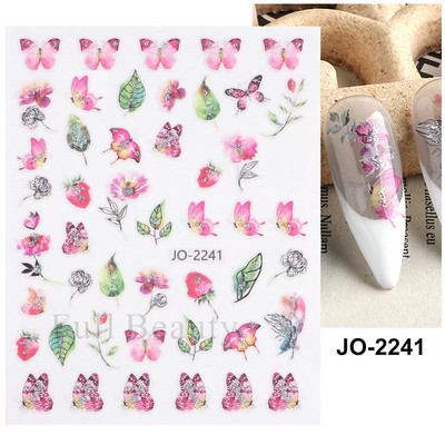 3D sädelev lilleline küünte kleebis läikiv geomeetriline lilleline liblikas liugur küüntele Kevadine maniküür Kleebised Dekoratsioon LAJO-2249