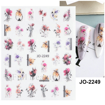 3D sädelev lilleline küünte kleebis läikiv geomeetriline lilleline liblikas liugur küüntele Kevadine maniküür Kleebised Dekoratsioon LAJO-2249