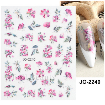 3D sädelev lilleline küünte kleebis läikiv geomeetriline lilleline liblikas liugur küüntele Kevadine maniküür Kleebised Dekoratsioon LAJO-2249